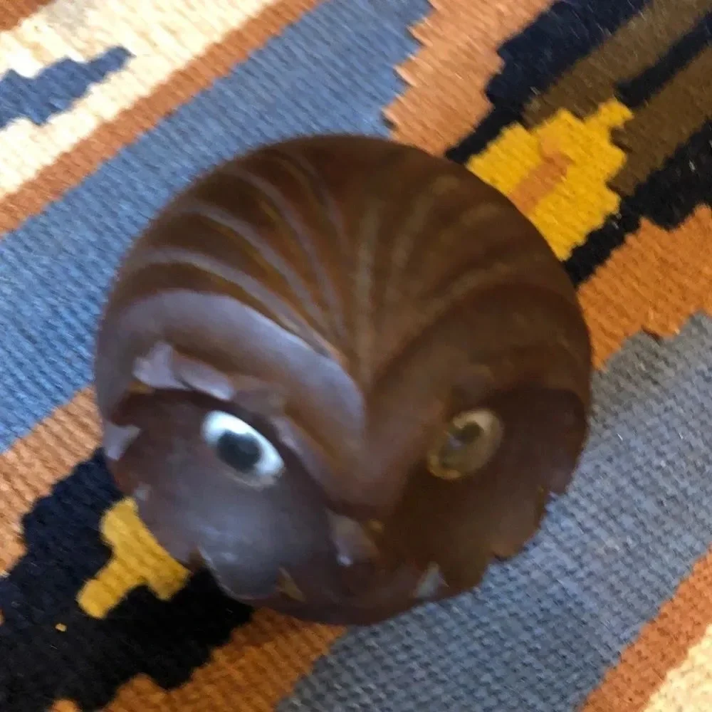 Vintage Googly Eyes Small Wooden‎ Owl Figurine